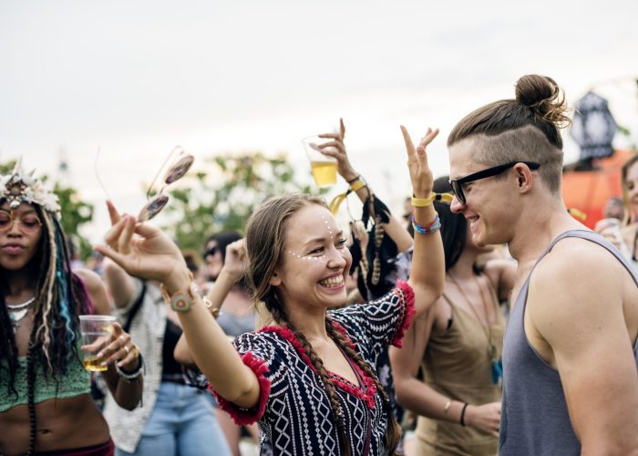 People Enjoying Live Music Concert Festival